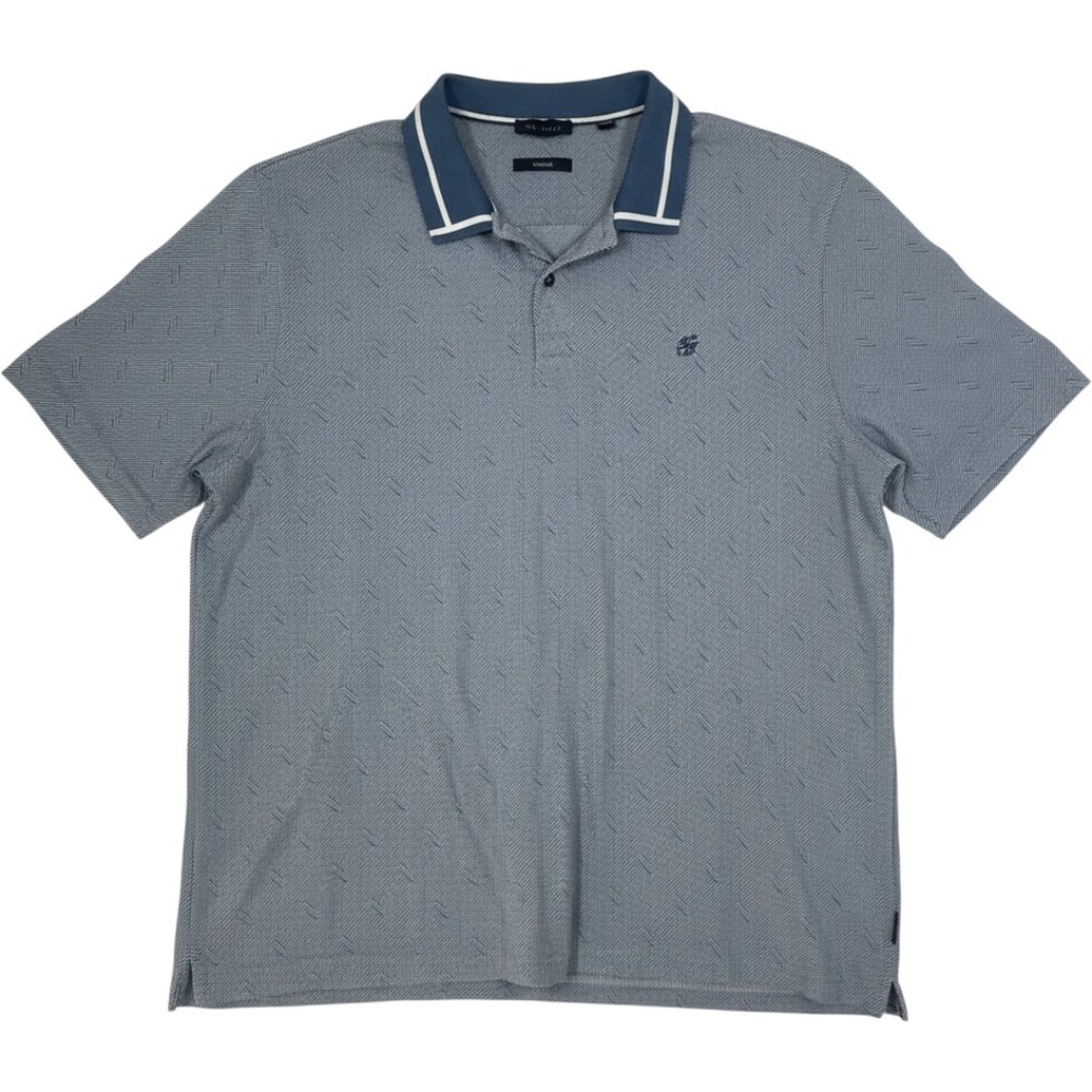 Ted Baker London Mens Blue Geometric Chevron Cotton Polo‎ Shirt Size 4 Large